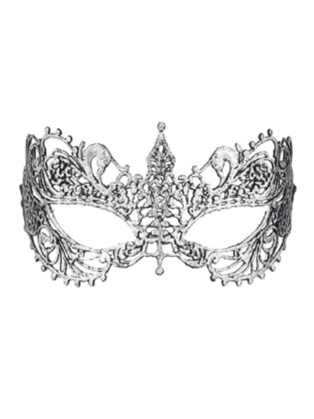 💞 New Metallic Silver Lace Filigree Masquerade Mask with Ribbon Ties